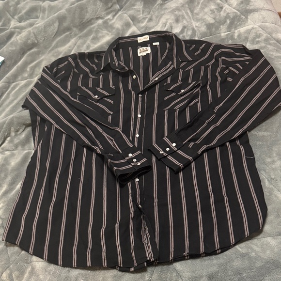 Alfani Men's Black and Gray Striped Button Down Shirt - Picture 1 of 4